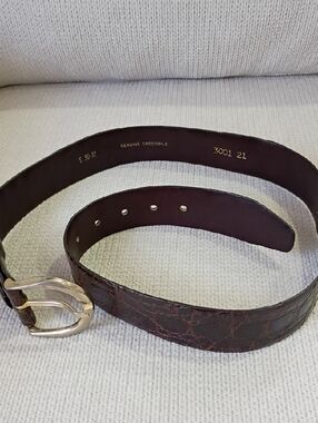 Genuine Crocodile Men's/Woman's Brown Leather Belt with Gold Buckle